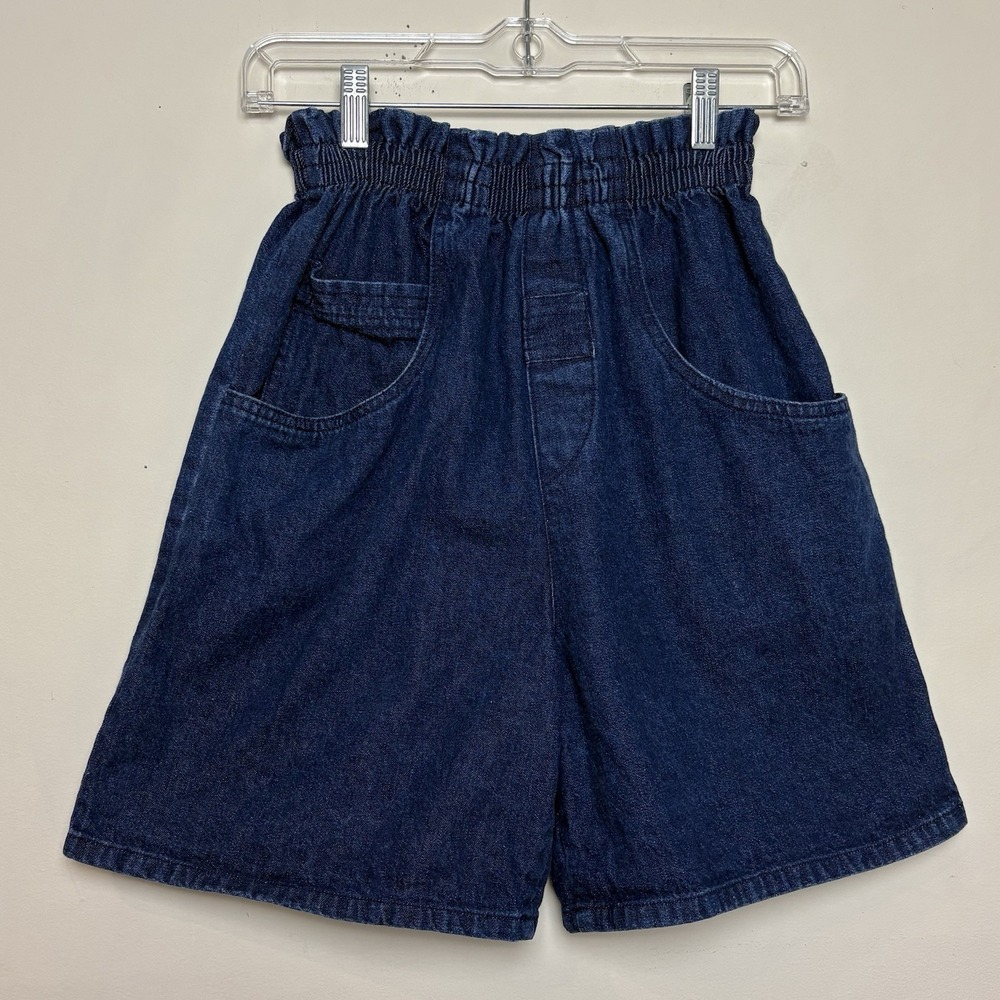 Vtg Dakota Sport Blue Denim‎ Shorts Dark Paperbag Waist Size 8